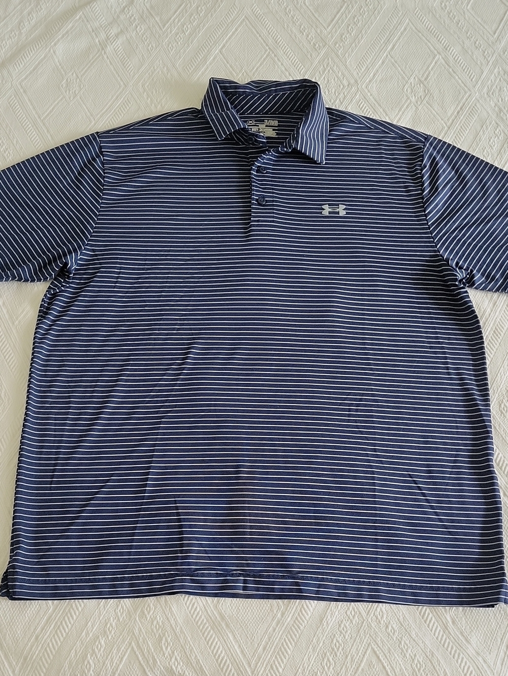 Under Armour Men’s Navy and Gray Striped Polo